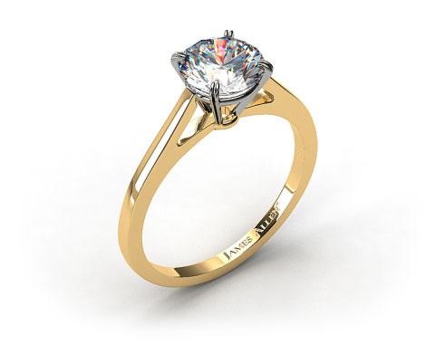 18k Yellow Gold Double Claw Prong Engagement Ring